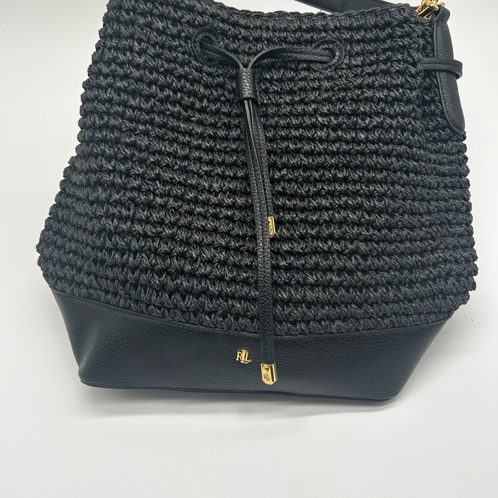 Ralph Lauren Black Textured Hobo Bag